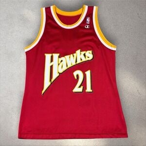 Vintage 90s Atlanta Hawks Dominique Wilkins Champion Jersey Fits Large/XL‎ USA